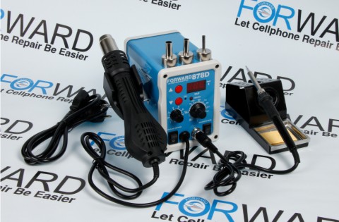 Паяльна станція Forward 878D Паяльная станция FORWARD 878D цифровая индикация на паяльник и аналоговая на фен в ручке в металлическом блоке с регулировками (2 in 1 singular display rotating wind) FW-878D