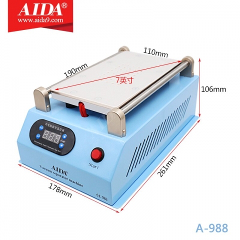 Сепаратор вакуумний "8,5" 19см*11см Aida A-988B/CE988 для розділення дисплейних комплектів із вбудованим вакуумним насосом Сепаратор вакуумний "8,5" 19см*11см Aida A-988B/CE988 для розділення дисплейних комплектів із вбудованим вакуумним насосом