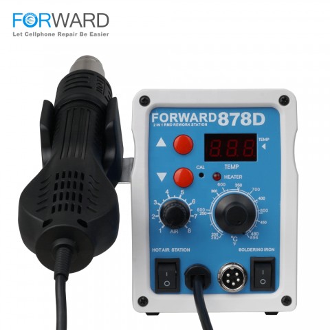 Паяльна станція Forward 878D Паяльная станция FORWARD 878D цифровая индикация на паяльник и аналоговая на фен в ручке в металлическом блоке с регулировками