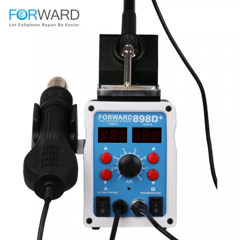 Паяльная станция FORWARD 898D+ цифровая индикация на фен в ручке и паяльник в металлическом блоке с регулировками