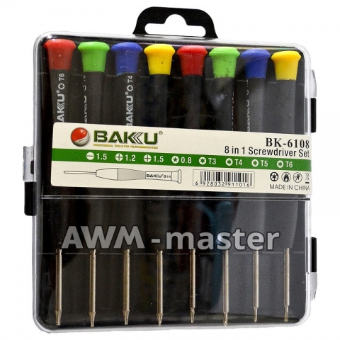 Набір викруток BK-6108 Baku screwdriver, 8 викруток. Набір викруток BK-6108