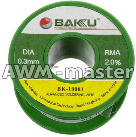 Припій BAKU BK-10005, Sn 97%, Ag 0.3%, Cu 0.7%, Flux 2%, 0,5mm, 40g. Припій BAKU BK-10005, Sn 97%, Ag 0.3%, Cu 0.7%, Flux 2%, 0,5mm, 40g.