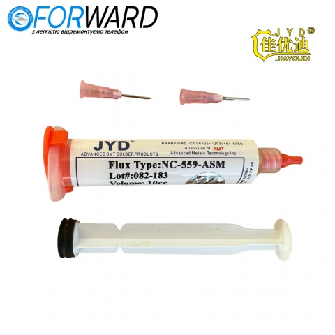 Флюс JUD NC-559-ASM-10CC paste SET Lot #:082-183 в шприці з голками і штовхачем в комплекті, 10 g Флюс JUD NC-559-ASM-10CC paste SET Lot#:082-183
