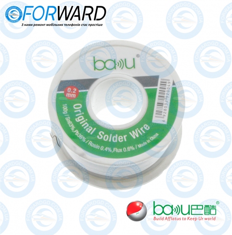 Припой BAKU 0.2 мм. BK-100g-A, Sn 63% ,Pb 36%, Rosin 0.4%, Flux 0.6%, 0.2 mm, 100g.