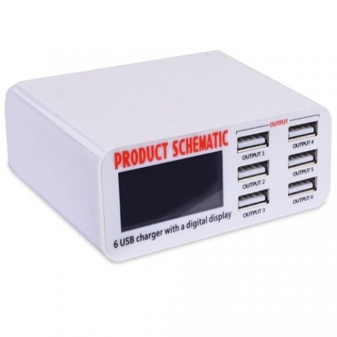 Зарядний пристрій USB з роз'ємами 6-портовий настільний зарядний пристрій